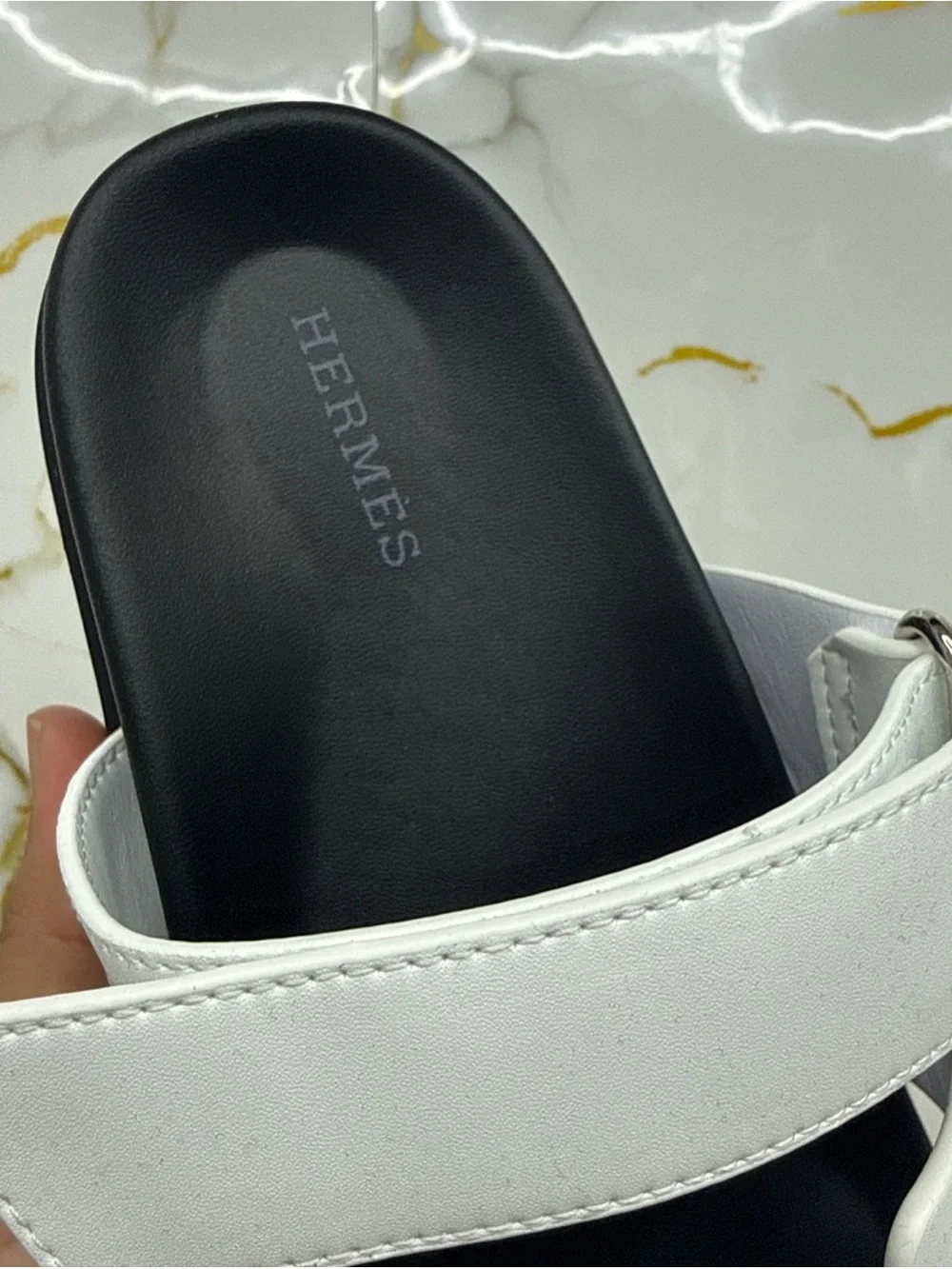 White women Slide Sandal with Adjustable Straps size 7